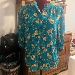Anthropologie Maeve Blue Floral Blouse